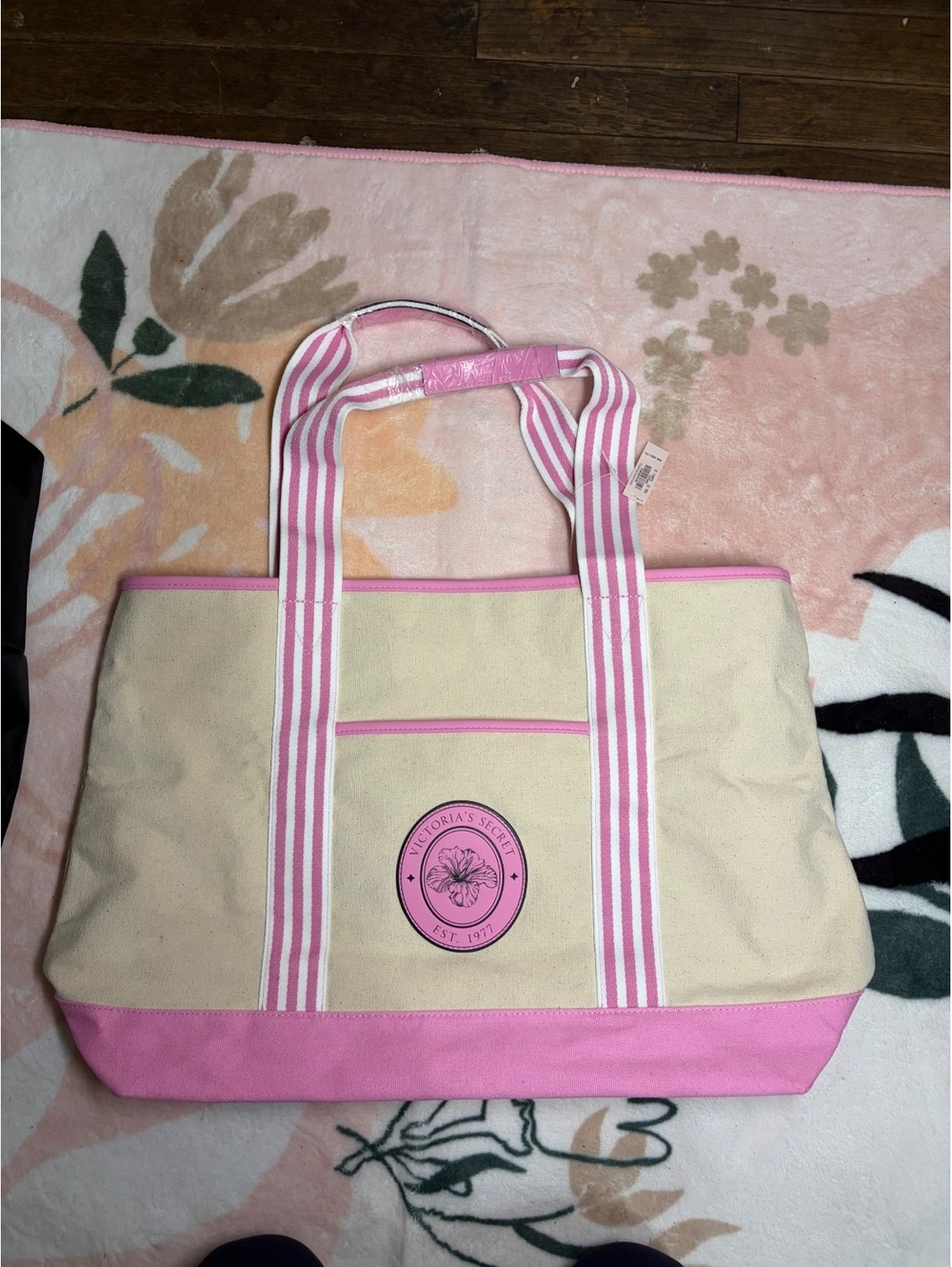 Victoria’s Secret Pink Canvas Tote Bag NWT Large Beach Travel Bag